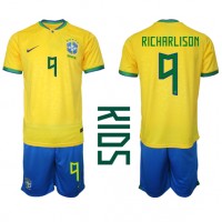 Fotbalové Dres Brazílie Richarlison #9 Dětské Domácí MS 2022 Krátký Rukáv (+ trenýrky)
